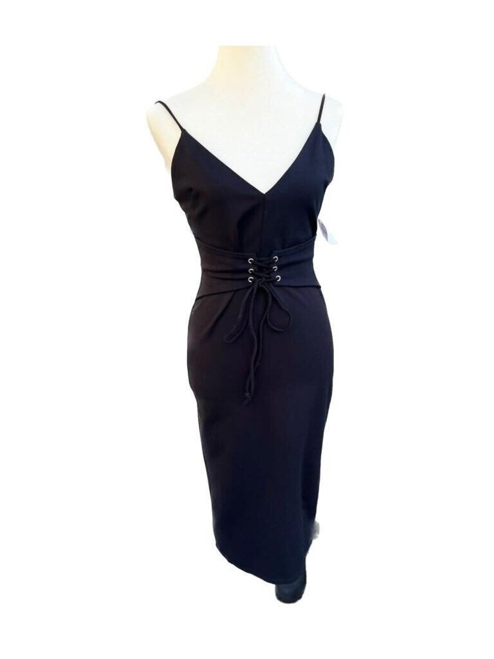 Dee Elly Corset Detail Bodycon Dress Medium Black Cocktail NWOT - Picture 11 of 14